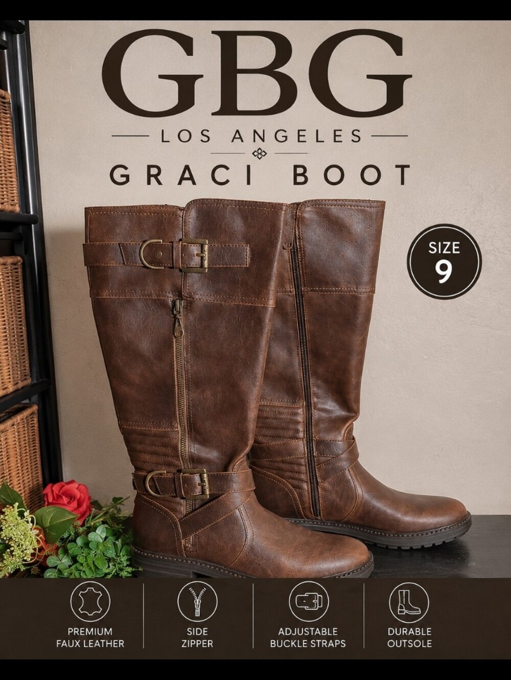 GBG Los Angeles Graci Dark Brown Boot Nwot Flaw 9